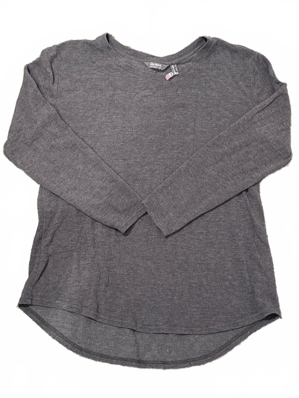 Lisa Rinna Collection Women's Gray Long Sleeve Pullover Sweater L